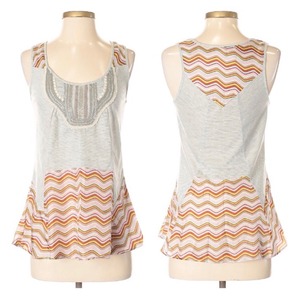 ✨A Common Thread Top w Chevron Silk Pattern Size P